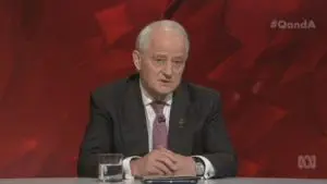 Screenshot of Ruddock on Q&A TV show