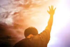 Hands up in worship